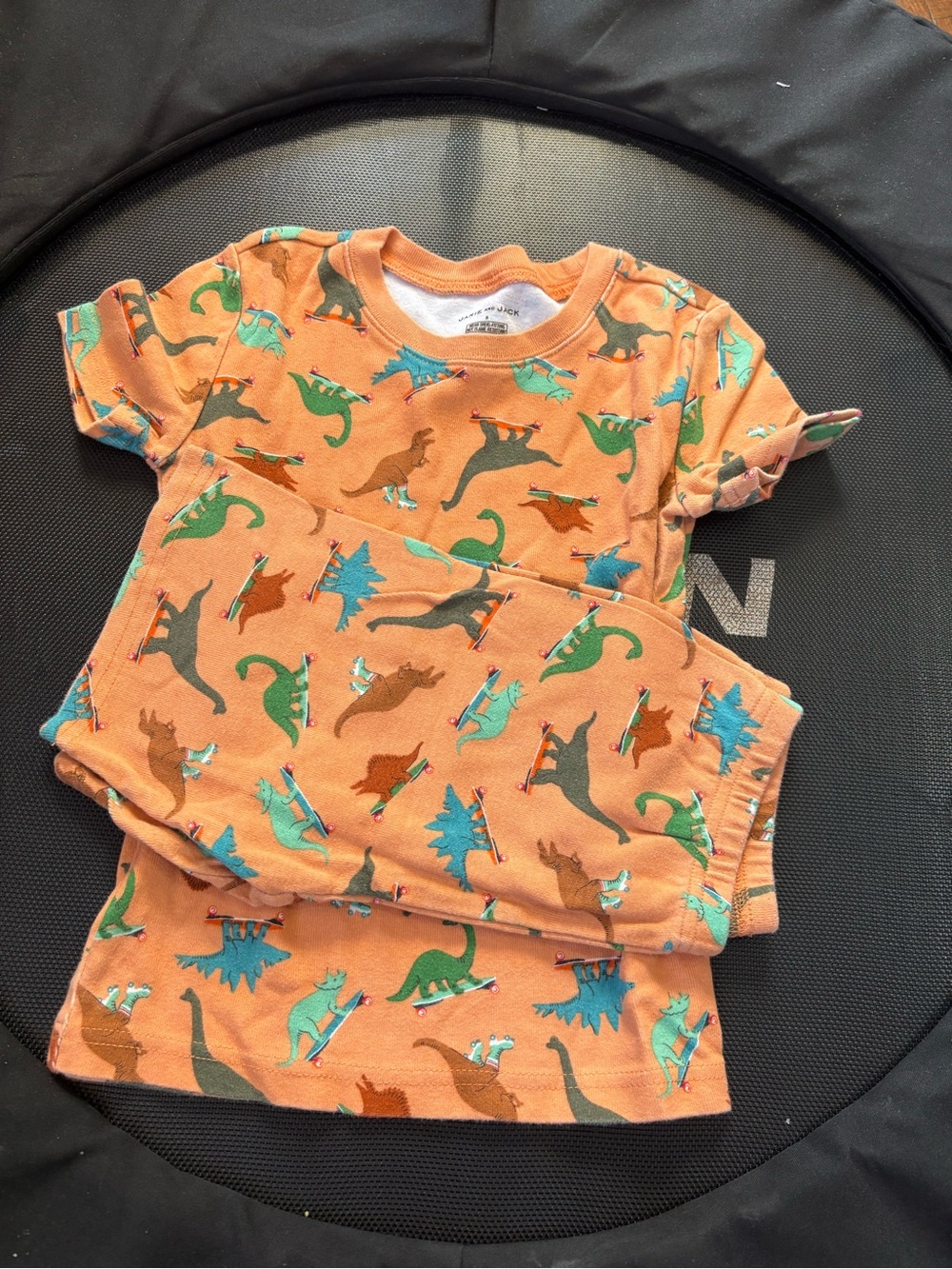 Janie and Jack Orange Dinosaur Print Pajama Set